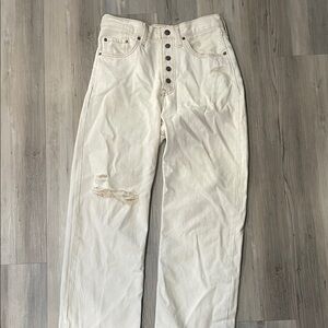 Levi’s Strauss & co Cream  High-Waisted Distressed Jeans